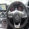 Pour Benz AMG C63S haute qualité cousu à la main anti-dérapant daim noir fil rouge bricolage volant Cover278H