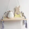 Hooks DIY Nordic Style Children Room Decorative Wall Shelves Wood Clapboard With Tassel Beads Storage Holder Kid Party Decor Gift