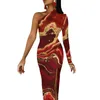 Robes décontractées Liquid Art Print Long Dress Ladies Cool Abstract Swirls Streetwear Maxi Sexy Bodycon Side Split Custom Clothes