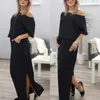 Party Dresses Off Shoulder Maxi Dress Open Side Holiday Clothes Casual Long Summer Sukienka Solid Color Elegant Women Scoop