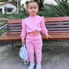 Ensembles de vêtements 1 8 ans solide enfants fille enfant costume tenue à manches longues haut court pantalon mode printemps automne bébé vêtements costumes 2023 230731