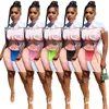 Summer Women Casual Dress Sexiga tryckta klänningar Kort ärm Invisible Zipper Mini Kjol Designers Clubwear