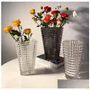 Вазы скандинавской сушеные цветочные вазы квадратный кристалл прозрачный
