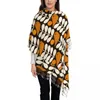 Cachecóis Elegantes Multistem Pássaros Preto Branco Laranja Cachecol Feminino Inverno Quente Xales Wraps Lady Orla Kiely Scandi