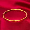 Bangle Yellow Gold Color Cuff Bangles For Women Round Circle Armband Justerbart Pulserus Mujer Fashion Jewelry Bijoux