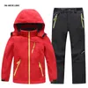 Outros Artigos Esportivos TRVLWEGO Outono Crianças Acampamento Caminhadas Conjunto Casaco e Calças Capuz Inverno Aluno Aluno À Prova de Vento Impermeável Outdoor Ski Jacket Calças 230729