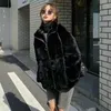 Women's Fur High Quality Faux Rex Coat 2023 Winter Fashion Jacket Loose Long Overcoat Thick Warm Female Clothing