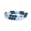 Strand 6mm Big 3 White Pine Volcanic Stone Black And Energy Health Bracelet Wear Wire Lover Friendship