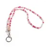 Keychains Boho Perlen Lanyard Halskette für Frauen Mode farbenfrohe Lächeln ID Abzeichenhalter Schlüsselbund Lehrerschule Schmuckgeschenke