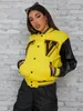 Jaqueta nova moda uniforme de beisebol feminino outono e inverno emenda carta estampada manga longa street casual casaco clássico