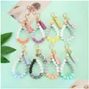 Keychains Lanyards Sile Key Ring Armband Pärled Wrislet Keychain Portable House Car Keys Holder Tassel Chain trägruslet Bangle OT5QX