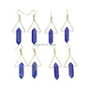 Dangle Chandelier Drop Earrings For Women Girls Hexagonal Double Points Healing Crystal Quartz Gold Plated Triangle E Dhgarden Dhhoy