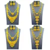 Necklace Earrings Set Gold Color 24K Alloy Dubai Jewelry For Women Thailand Bride Wedding Two Piece Wholesale