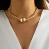 Choker Punk Style Gold Color Metal Multilayer Box Chain Clavicle Necklace Ladies Hip Hop Round Necklaces Men Fashion Girls Jewelry