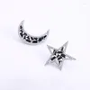 Stud Earrings Uer Mysterious Black Moon&Star Zircon Asymmetry Punk For Women Fashion Jewelry Arrival