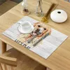 Chemin de Table 4/6 pièces ensemble tapis Golden Retriever chien planche de bois imprimé serviette cuisine accessoires maison fête napperons décoratifs