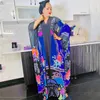 Etniska kläder Dashiki African Print Dresses for Women Summer Elegant Long Sleeve V-Neck Polyester Dress Robes Maxi