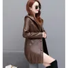 Women's Leather 2023 Autumn Genuine Jacket Women Real Hooded Sheepskin Coat Long Outerwear Moto Biker Zipper Loose