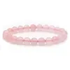 Rose kwarc okrągły bransoletka 6 mm 8 mm naturalny kamień kamienia Bracelets Kryształowa bransoletka unisex elastyczna biżuteria bransoletka dla kobiet mężczyzn 7 cali