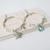 Länk armband färgglada söta tecknade sjöstjärna skallhänge handvävda pärlor armband för kvinnor flickor delikat eleganta pärlvänliga gåvor