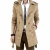 Mannen Trenchcoats Windjack Vintae Zwart Kaki Sprin Herfst Business Trenc Mannelijke Double Breasted Retro Klassieke Lon Coat Tick