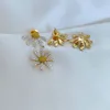 Stud Real 18K Gold Plated Daisy Opal örhängen smycken brev bröllop presentfabrik grossist med gratis dammväska