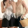 Camisoles Tanks Cotton Crochet Camisole Exquis Knitted Boho Tops Tassel Tank Women