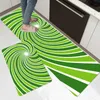 Mattor Green Vortex Print Kitchen Mat Entrance Doormat 3D Printed Kitchen Rug Home Floor Balkong Anti-Slip Carpet Home Decor R230731