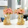 Vases European Style Ceramic Golden Swan Vase Arrangement Dining Table Home Decoration Accessories Creative Elephant 230731