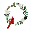 Decorative Flowers Red Bird Iron Wreath Ornament Metal Rustic Wall Front Door Decor Indoor Outdoor Crystals For Car Wedding Decoration Home