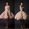 Krikor Jabotian vintage sukienki ślubne bez ramiączki Krótkie sukienki ślubne Tiulle A-line plus rozmiar Blush Suknizacja ślubna 293n