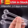 STOCK IN USA Tuyau de brûleur à mazout en verre Transparent 4 pouces Heady Great Tube Nail Tips Fabriqué à la main Dab Rig Tuyaux d'eau 100PCS / LOT Rapide Arrivé