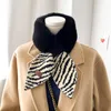 Scarves Fashion Zebra Pattern Faux Fur Thick Neck Guard Warm Scarf Women Winter Outdoor Windproof Wool Knit Cross Plush Shawl Q51