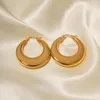 Hoop Earrings Youthway Stainless Steel Thick Flat Hollow Circle Women 18k Gold Plated Waterproof Fashion Bling Jewelry