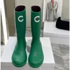 Brand Designer Square Toe Women's Rain Boots Thick Heel Thick Sole Ankle Booist Excellent Quality Winter Women Rubber Boot
