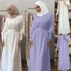 الملابس العرقية المسلمة الأزياء الحجاب لباس الصلبة شيفون abayas للنساء الفساتين التركية دبي أبايا الإسلام كوتفان روب موسولان