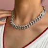 Kettingen Flatfoosie Miami Curb Cubaanse Collier Voor Vrouwen Mannen Goud Zilver Kleur Iced Out Verharde Steentjes Rapper Jewelry198H