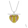 Party Favor Diamond Heart Pendant Necklace Creative Softball Pendants Peach Necklaces Fashion Accessories Drop Delivery Home Garden Dh0Oc