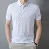 Polos pour hommes polo hommes haute qualité été glace soie manches courtes frange rayures affaires décontracté hommes shirt999 230731