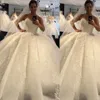 2021 New Ball Gown Abiti da sposa Sweetheart Paillettes Appliques in pizzo Perline Crystal Sweep Train Plus Size Abiti da sposa formali Robe 273d