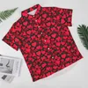 Chemises décontractées pour hommes chemise imprimée coeurs rouges Saint Valentin vacances ample hawaïen Vintage Blouses manches courtes graphique vêtements surdimensionnés