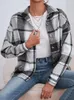 Women's Jackets Vintage Plaid Shirt Jacket Women Autumn Long Sleeve Lapel Oversized Coat Female Casual Loose Single Breasted Cardigan