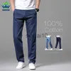 Jeans pour hommes 2023 Summer Classic 100% Coton Jeans pour hommes Mince Lâche Droite Denim Pantalon Bleu Affaires Papa Pantalon Homme Grande Taille 35 40 42 J230728