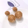 Ohrstecker Bast-Ohrring Boho handgefertigt St Rattan Tropfen geometrische Laterne baumeln Ohrringe für Frauen Mädchen Sommer Strand Jewe Dhgarden Dhsva