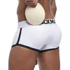 Jockmail Padded Mens Underwear Boxers Trunks Sexig Gay Penis Pouch Bulge Enhancing Front Back Double avtagbar Push Up Cup Y200415310e