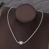 Ketting Oorbellen Set Zilver Kleur Vierkant Hanger Dames Sleutelbeen Ketting Prachtige Volledige Zirkoon Kettingen Sieraden Feest Bruiloft ZK30