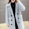 Pelliccia da donna Autunno Inverno Capelli di visone finto Cappotto scozzese Cappotto di velluto Cappotto lungo Trench Abbigliamento donna Giacca di lana a quadri di media lunghezza Capispalla