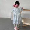 Abiti da ragazza Abbigliamento per bambini Abiti estivi Bambine Abito floreale in pizzo a maniche corte Cotone allentato Carino principessa coreana per bambini