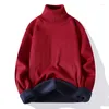 Männer Pullover Winter Rollkragen Fleece Herren Casual Rollkragen Einfarbig Qualität Warm Schlank Pullover Männer