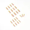 False Nails 24pcs/Set Simple French Fingernail Makeup Acrylic Ballerina Nail Art Tips With Glue Long Manicure Coffin Fake